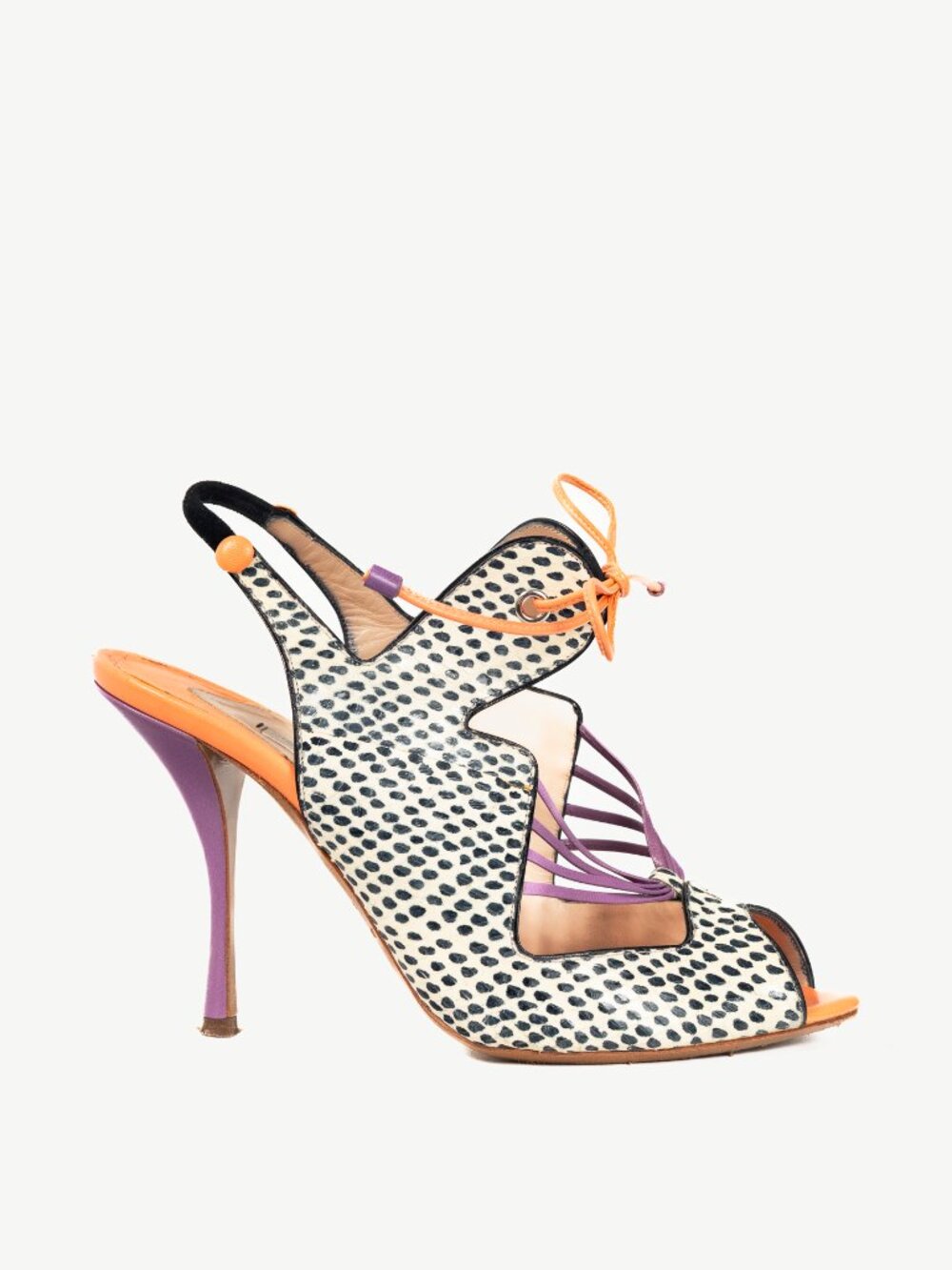 Nicholas Kirkwood PS13 White & Black Dotted Elaphe Sandals